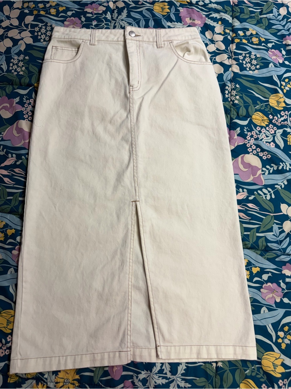 Altar'd State Cream Denim Skirt- Size M